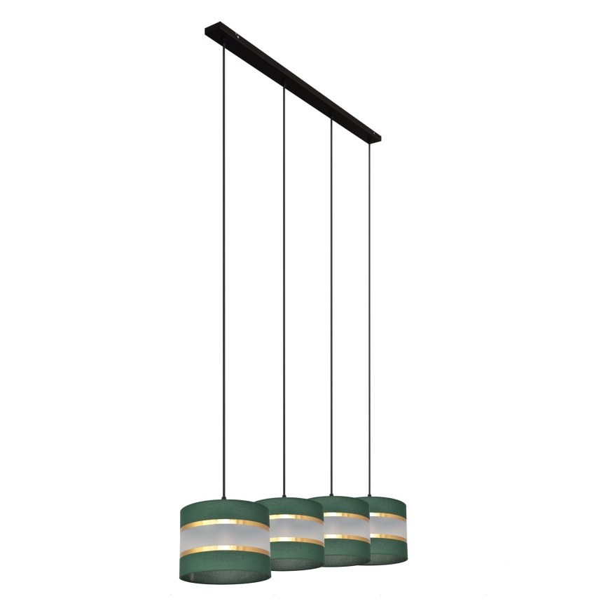Hanglamp aan een koord HELEN 4xE27/15W/230V groen/goud