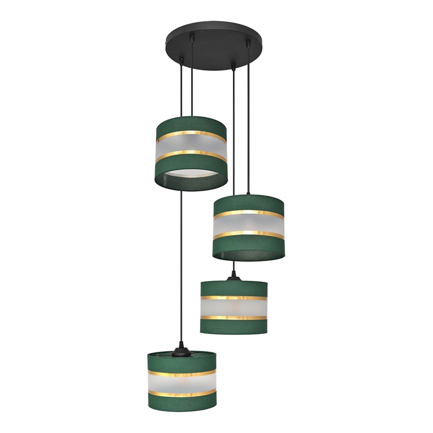 Hanglamp aan een koord HELEN 4xE27/15W/230V groen/goud