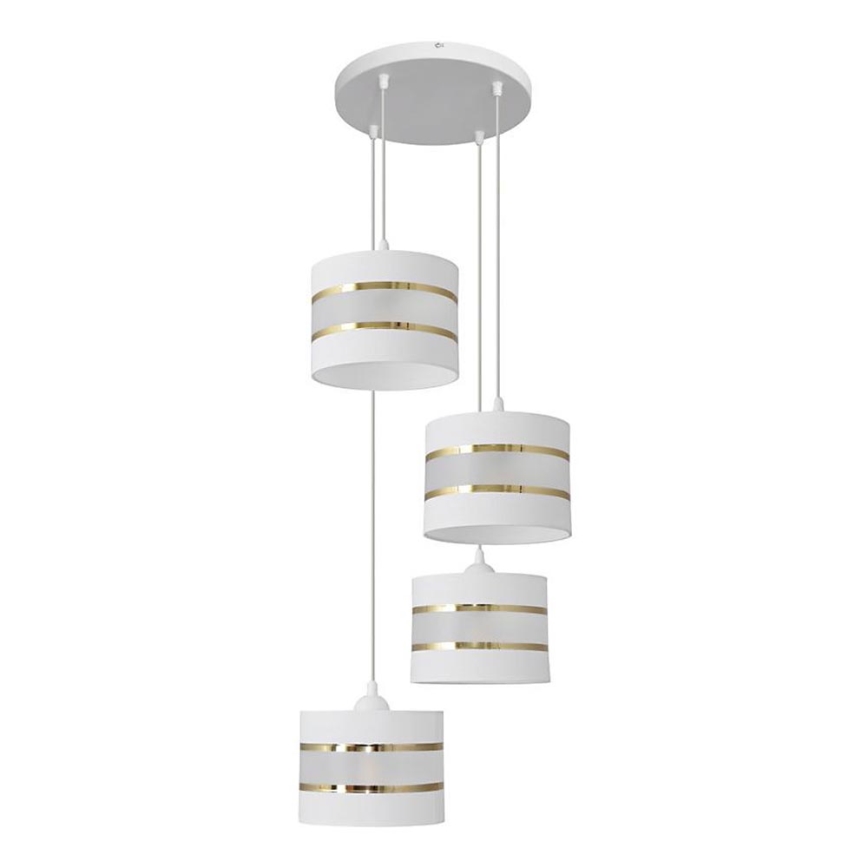 Hanglamp aan een koord HELEN 4xE27/15W/230V wit/gouden