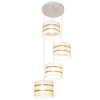 Hanglamp aan een koord HELEN 4xE27/15W/230V wit/gouden