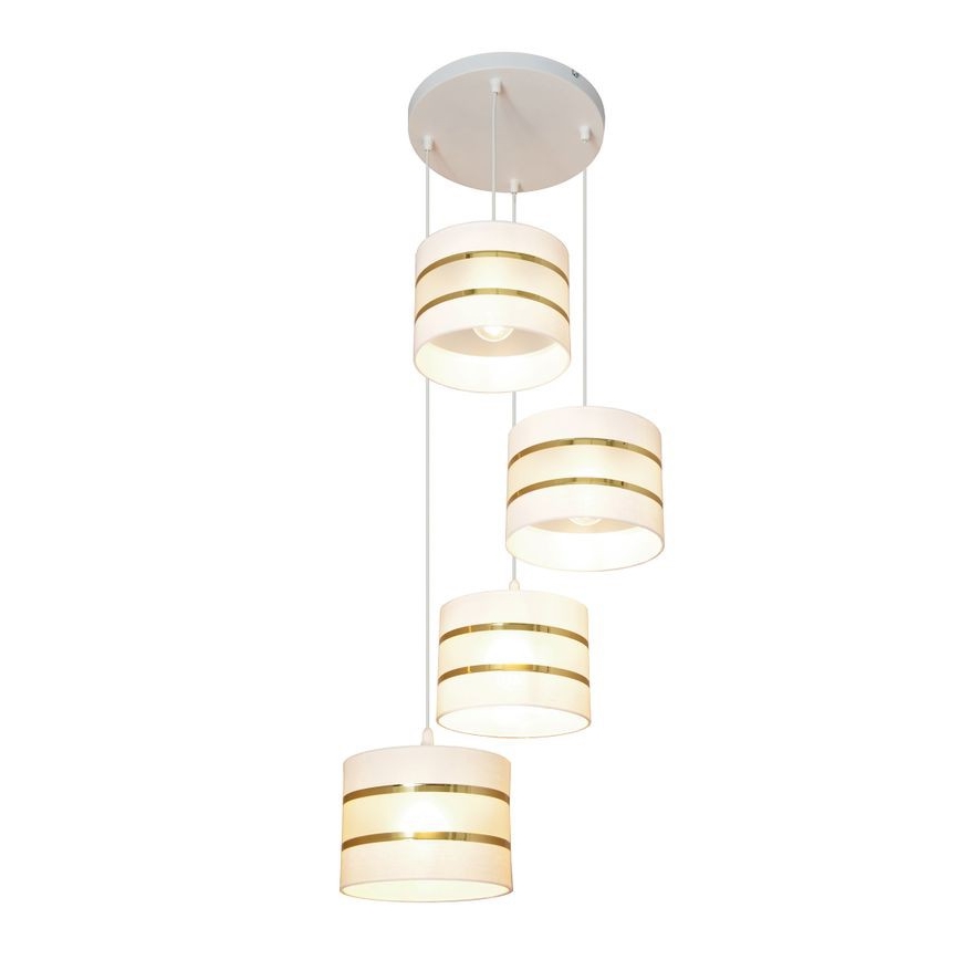 Hanglamp aan een koord HELEN 4xE27/15W/230V wit/gouden