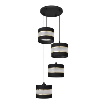 Hanglamp aan een koord HELEN 4xE27/15W/230V zwart/gouden