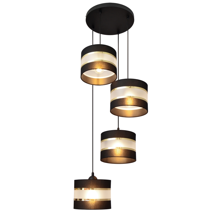 Hanglamp aan een koord HELEN 4xE27/15W/230V zwart/gouden