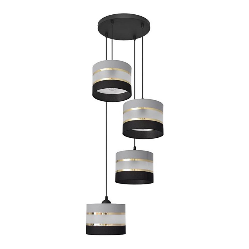 Hanglamp aan een koord HELEN 4xE27/15W/230V zwart/grijs/gouden