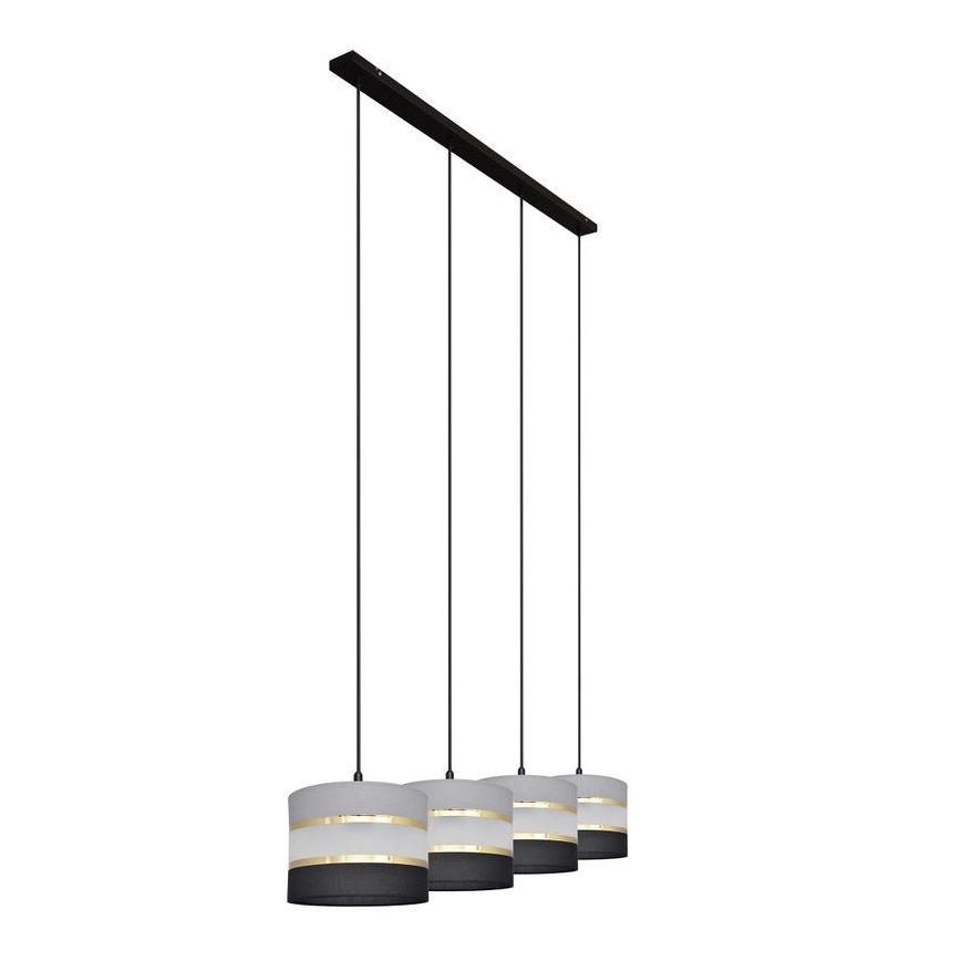 Hanglamp aan een koord HELEN 4xE27/15W/230V zwart/grijs/gouden