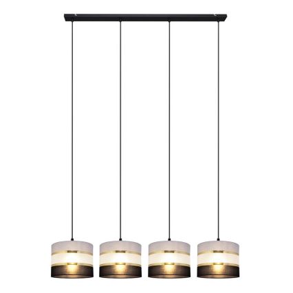 Hanglamp aan een koord HELEN 4xE27/15W/230V zwart/grijs/gouden
