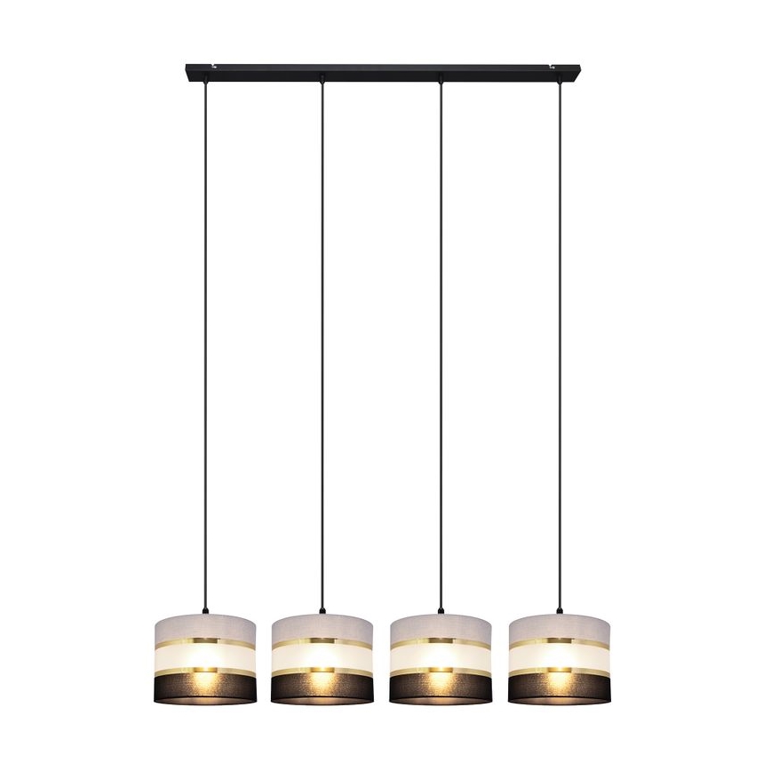 Hanglamp aan een koord HELEN 4xE27/15W/230V zwart/grijs/gouden