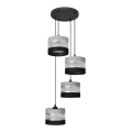 Hanglamp aan een koord HELEN 4xE27/15W/230V zwart/grijs/zilver