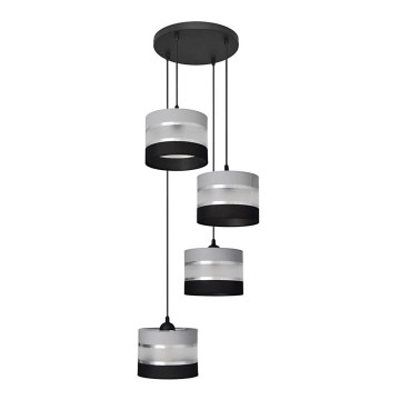 Hanglamp aan een koord HELEN 4xE27/15W/230V zwart/grijs/zilver