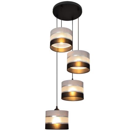 Hanglamp aan een koord HELEN 4xE27/15W/230V zwart/grijs/zilver