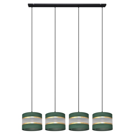 Hanglamp aan een koord HELEN 4xE27/60W/230V groen/goud
