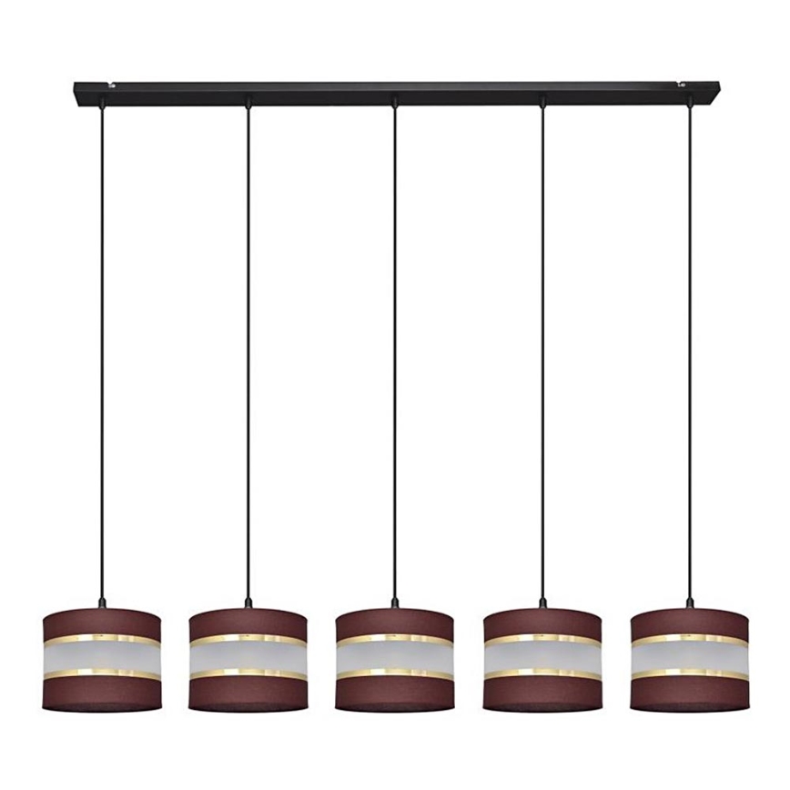 Hanglamp aan een koord HELEN 5xE27/15W/230V bruin/zwart/gouden