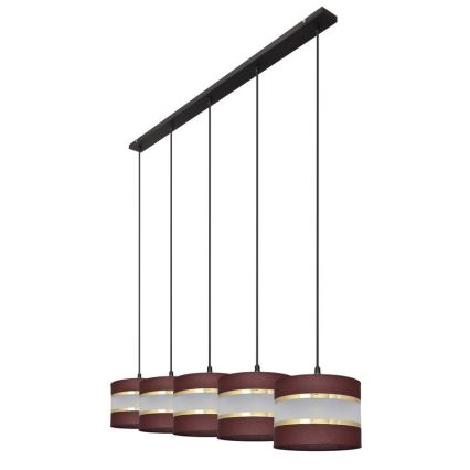 Hanglamp aan een koord HELEN 5xE27/15W/230V bruin/zwart/gouden