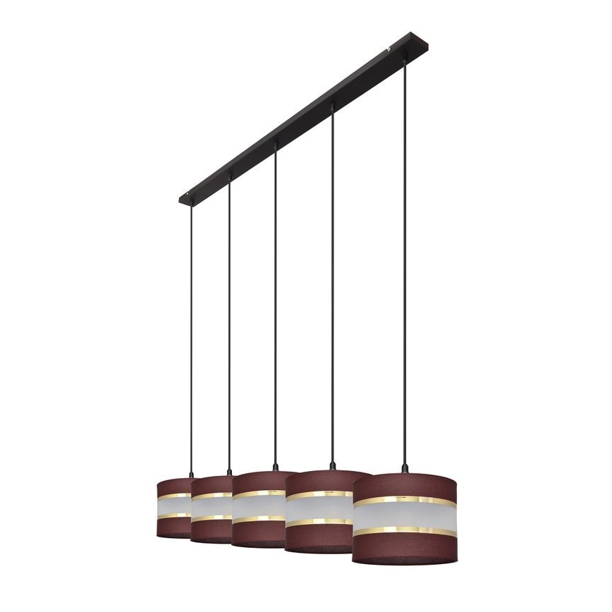 Hanglamp aan een koord HELEN 5xE27/15W/230V bruin/zwart/gouden
