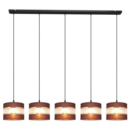Hanglamp aan een koord HELEN 5xE27/15W/230V bruin/zwart/gouden