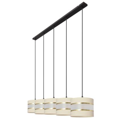 Hanglamp aan een koord HELEN 5xE27/15W/230V crème/zwart/gouden