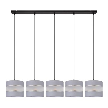 Hanglamp aan een koord HELEN 5xE27/15W/230V grijs/zwart