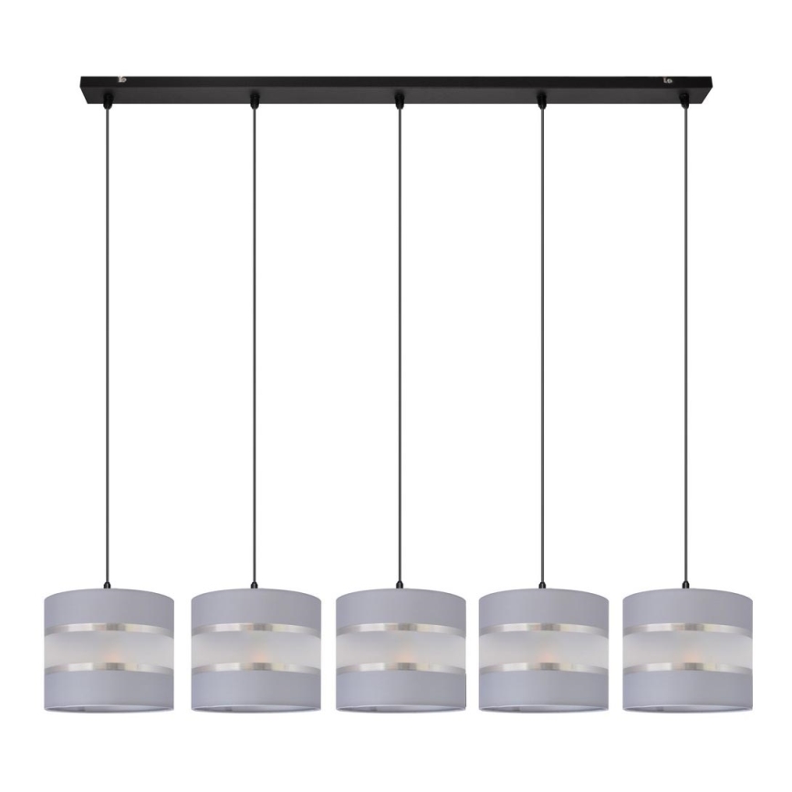 Hanglamp aan een koord HELEN 5xE27/15W/230V grijs/zwart