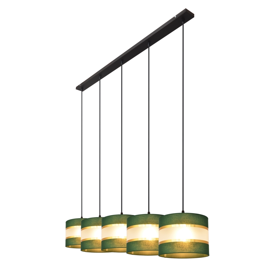 Hanglamp aan een koord HELEN 5xE27/15W/230V groen/goud