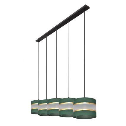 Hanglamp aan een koord HELEN 5xE27/15W/230V groen/goud