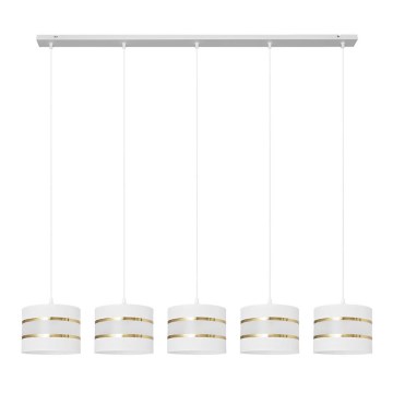 Hanglamp aan een koord HELEN 5xE27/15W/230V wit/gouden