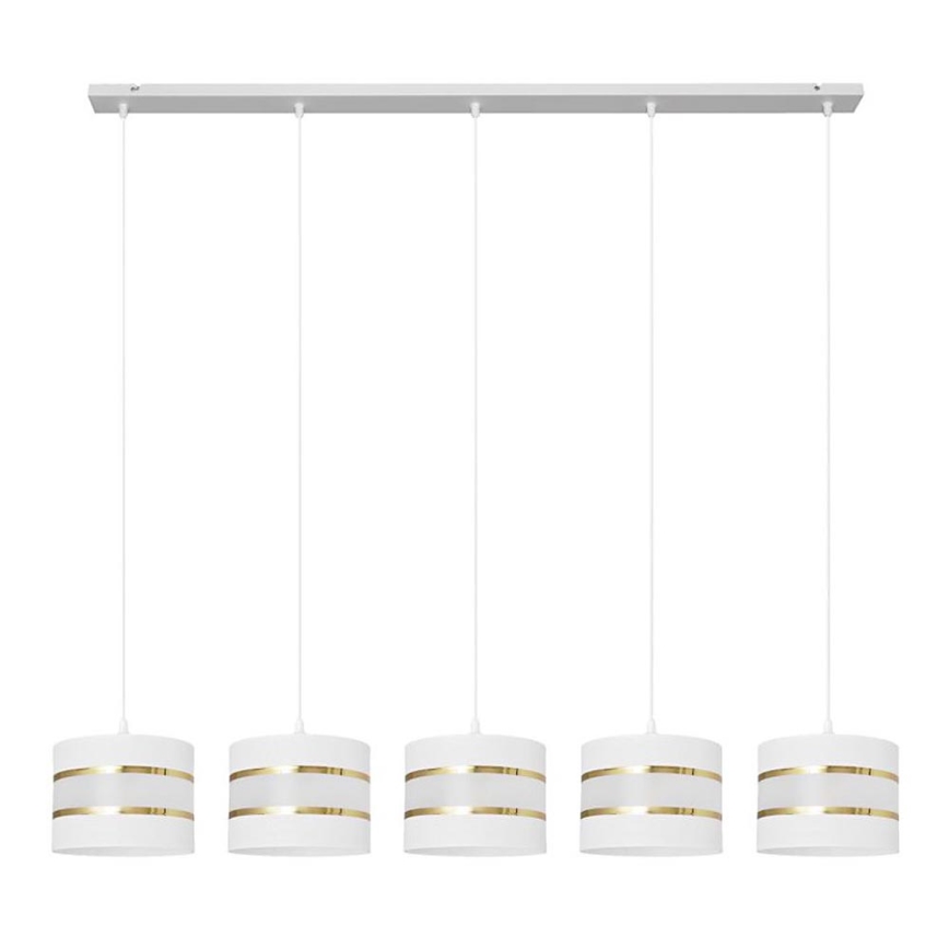 Hanglamp aan een koord HELEN 5xE27/15W/230V wit/gouden