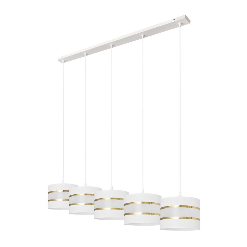 Hanglamp aan een koord HELEN 5xE27/15W/230V wit/gouden