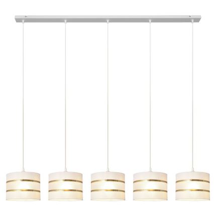 Hanglamp aan een koord HELEN 5xE27/15W/230V wit/gouden