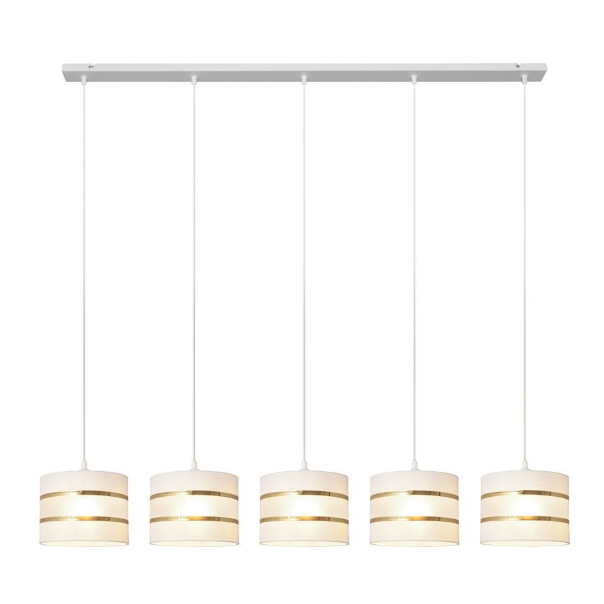 Hanglamp aan een koord HELEN 5xE27/15W/230V wit/gouden