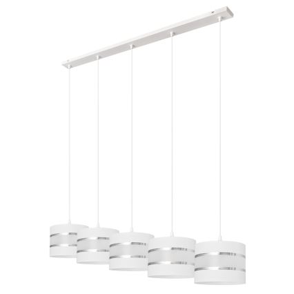 Hanglamp aan een koord HELEN 5xE27/15W/230V wit