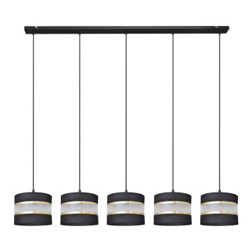Hanglamp aan een koord HELEN 5xE27/15W/230V zwart/gouden