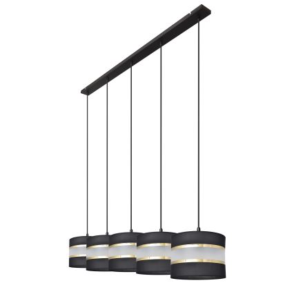 Hanglamp aan een koord HELEN 5xE27/15W/230V zwart/gouden