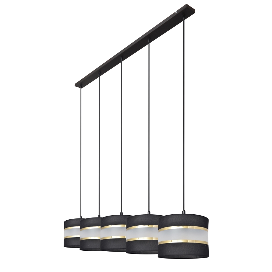 Hanglamp aan een koord HELEN 5xE27/15W/230V zwart/gouden