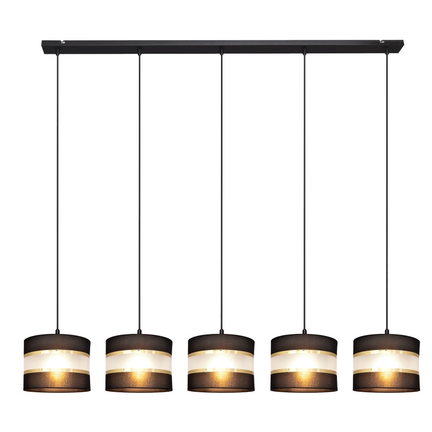 Hanglamp aan een koord HELEN 5xE27/15W/230V zwart/gouden