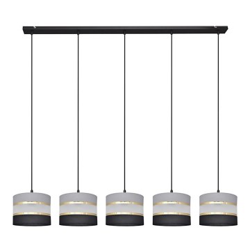 Hanglamp aan een koord HELEN 5xE27/15W/230V zwart/grijs/gouden