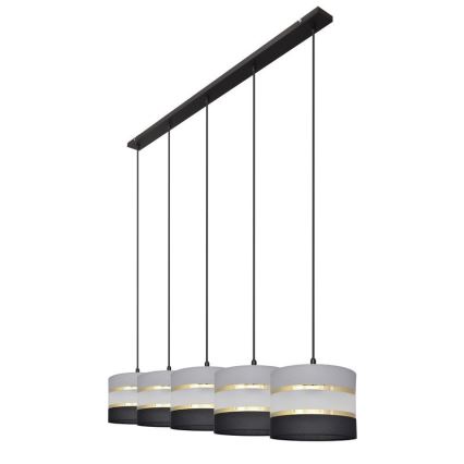 Hanglamp aan een koord HELEN 5xE27/15W/230V zwart/grijs/gouden