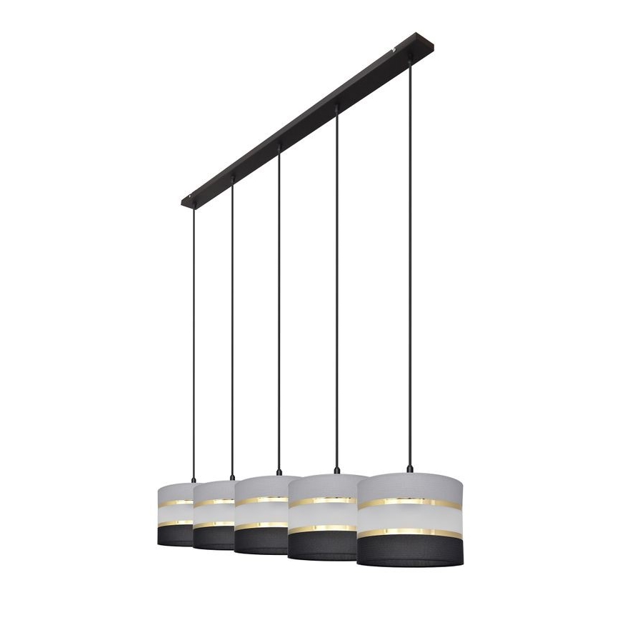 Hanglamp aan een koord HELEN 5xE27/15W/230V zwart/grijs/gouden