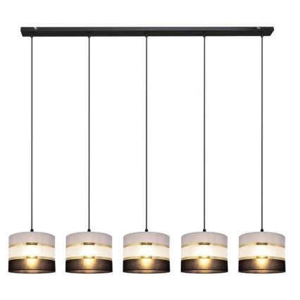 Hanglamp aan een koord HELEN 5xE27/15W/230V zwart/grijs/gouden
