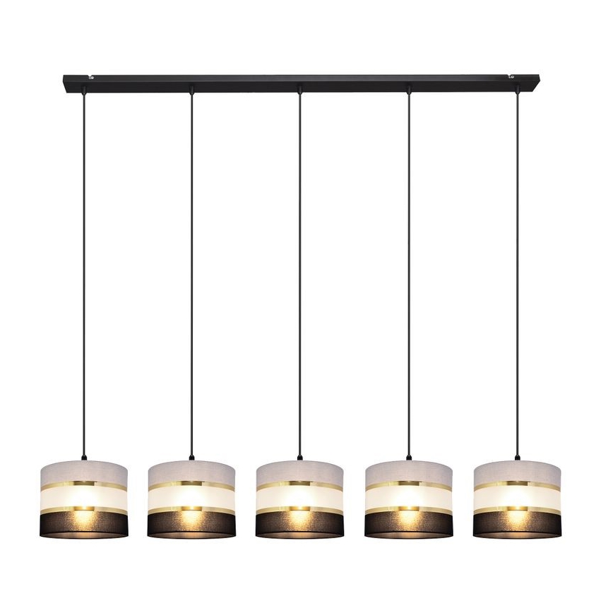 Hanglamp aan een koord HELEN 5xE27/15W/230V zwart/grijs/gouden