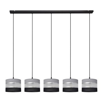 Hanglamp aan een koord HELEN 5xE27/15W/230V zwart/grijs/zilver