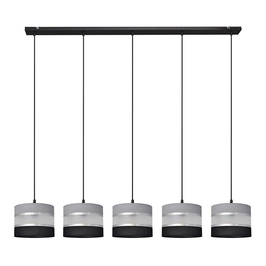Hanglamp aan een koord HELEN 5xE27/15W/230V zwart/grijs/zilver