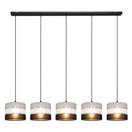 Hanglamp aan een koord HELEN 5xE27/15W/230V zwart/grijs/zilver