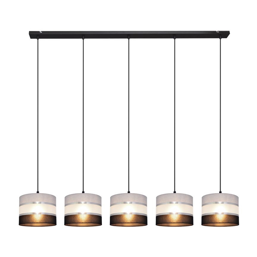 Hanglamp aan een koord HELEN 5xE27/15W/230V zwart/grijs/zilver