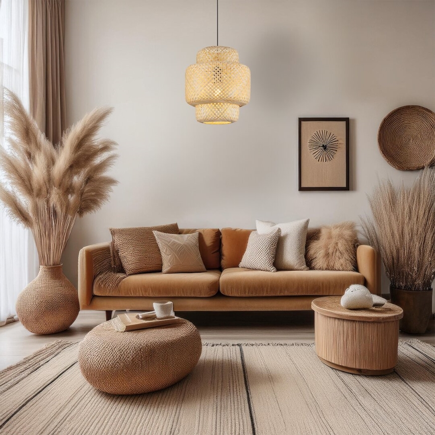 Hanglamp aan een koord HESTIA 1xE27/60W/230V diameter 30 cm bamboe