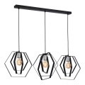 Hanglamp aan een koord HEXAGON 3xE27/60W/230V zwart/glanzend chroom