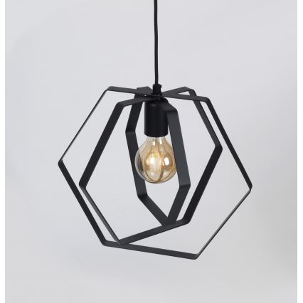 Hanglamp aan een koord HEXAGON 3xE27/60W/230V zwart