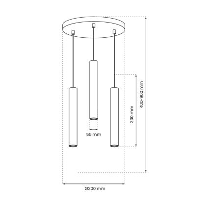 Hanglamp aan een koord HUDSON 3xGU10/8W/230V zwart