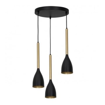 Hanglamp aan een koord ISTAPPAR 3xE27/60W/230V zwart/gouden