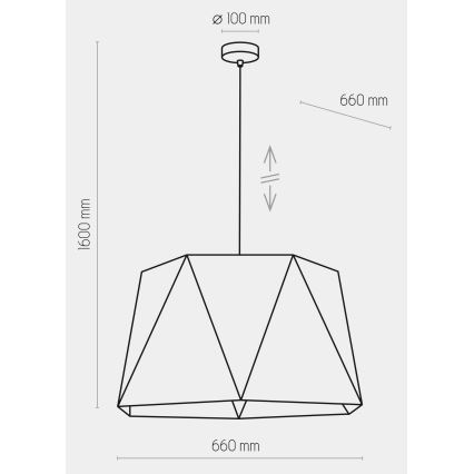 Hanglamp aan een koord IVO 1xE27/25W/230V zwart/goud