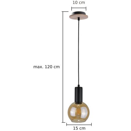 Hanglamp aan een koord JANTAR WOOD 1xE27/60W/230V